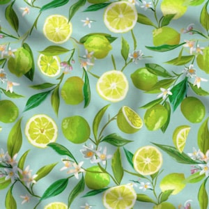 Green Lemon Upholstery Fabric by the Meter, Fruit Home Decor, Kitchen, Garden Fabric, Chair Furniture Upholstery Digital Printed Fabric