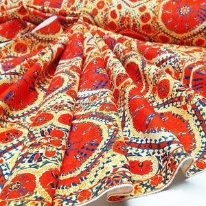Uzbek Medallion Design Upholstery Fabrics by the Meter, Ethnic Home Decor Fabric, Indoor Outdoor Fabric, Digital printed Polyester Fabrics