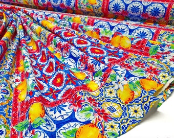Citroen patchwork keramische bekledingsstof per meter, huis, keuken, tuindecostof, stof binnen, buiten, digitaal bedrukte stoffen