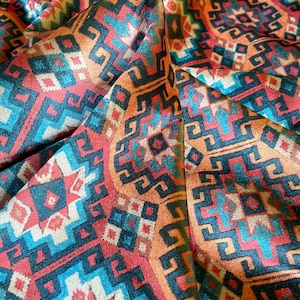 Suzani Pattern Upholstery Velvet Print Fabric by the Yards, Ethnic Home Decor Velvet Fabric, Furniture Sofa Elegant Velvet Fabric