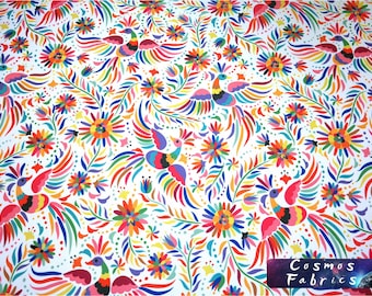 Mexican Otomi Pattern Print Fabric by the Yard, Mexican Home Decor Fabric, Indoor Outdoor Fabric, Digital printed Polyester Fabrics