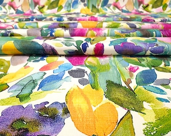 Tissu d'ameublement effet aquarelle au mètre, Tissu décoration d'intérieur coloré, Tissu intérieur/extérieur, Tissus imprimés numériquement