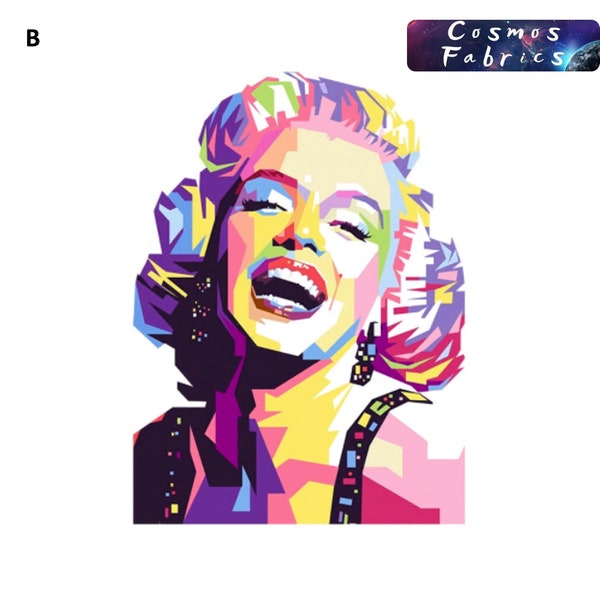 Marilyn Monroe Neon Panel Fabric, 45X45 cm/ 70X70 cm, Tissu de rembourrage en tissu de décoration intérieure, Rembourrage de chaise, Tissus imprimés numériques