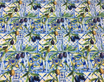 O4live tegelpatroon bekledingsstof per meter, huis, keuken, tuindecorstof, stof binnen, buiten, digitaal bedrukte stoffen