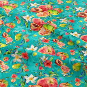Summer Fruits Upholstery Fabric by the Meter, Fruit Home Decor Fabric, Indoor Outdoor Fabric,  Kitchen, Garden decor Digital Printed Fabrics