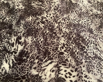 Black & White Leopard Print Velvet Upholstery Fabric - Safari Decor Fabric by the Yard