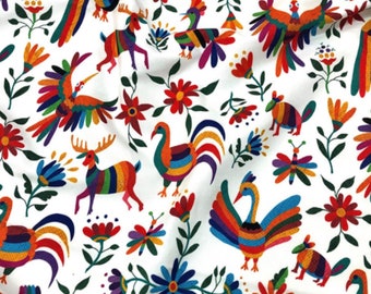 Mexican Otomi Upholstery Fabric: Colorful Home Decor Print Fabric