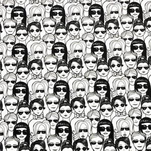 Black and White Faces Upholstery Fabric by the Meter,  Pop Art Fabric, Indoor Outdoor Fabric, Funny Art Digital printed Polyester Fabric