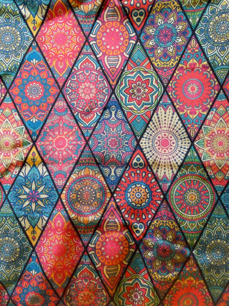 Mandala Pattern Upholstery Velvet Print Fabric by the Yards Etsy