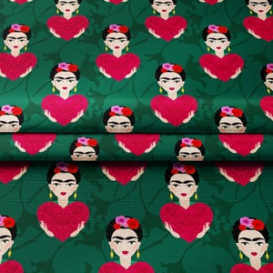 Heart Frida Upholstery Fabric by the Meter, Mexican Home Decor, Kitchen, Garden Fabric, Chair Furniture Upholstery Digital Printed Fabric
