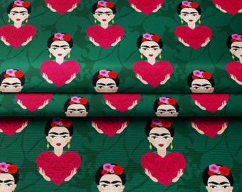 Heart Frida Upholstery Fabric by the Meter, Mexican Home Decor, Kitchen, Garden Fabric, Chair Furniture Upholstery Digital Printed Fabric