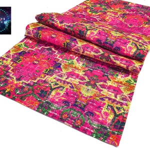 Vintage Kilim Motif Table Runner, 16&#39;&#39;x 55&#39;&#39; (40x140cm) Ethnic Home Decor Runner, Digital printed Polyester Fabrics Table Runner