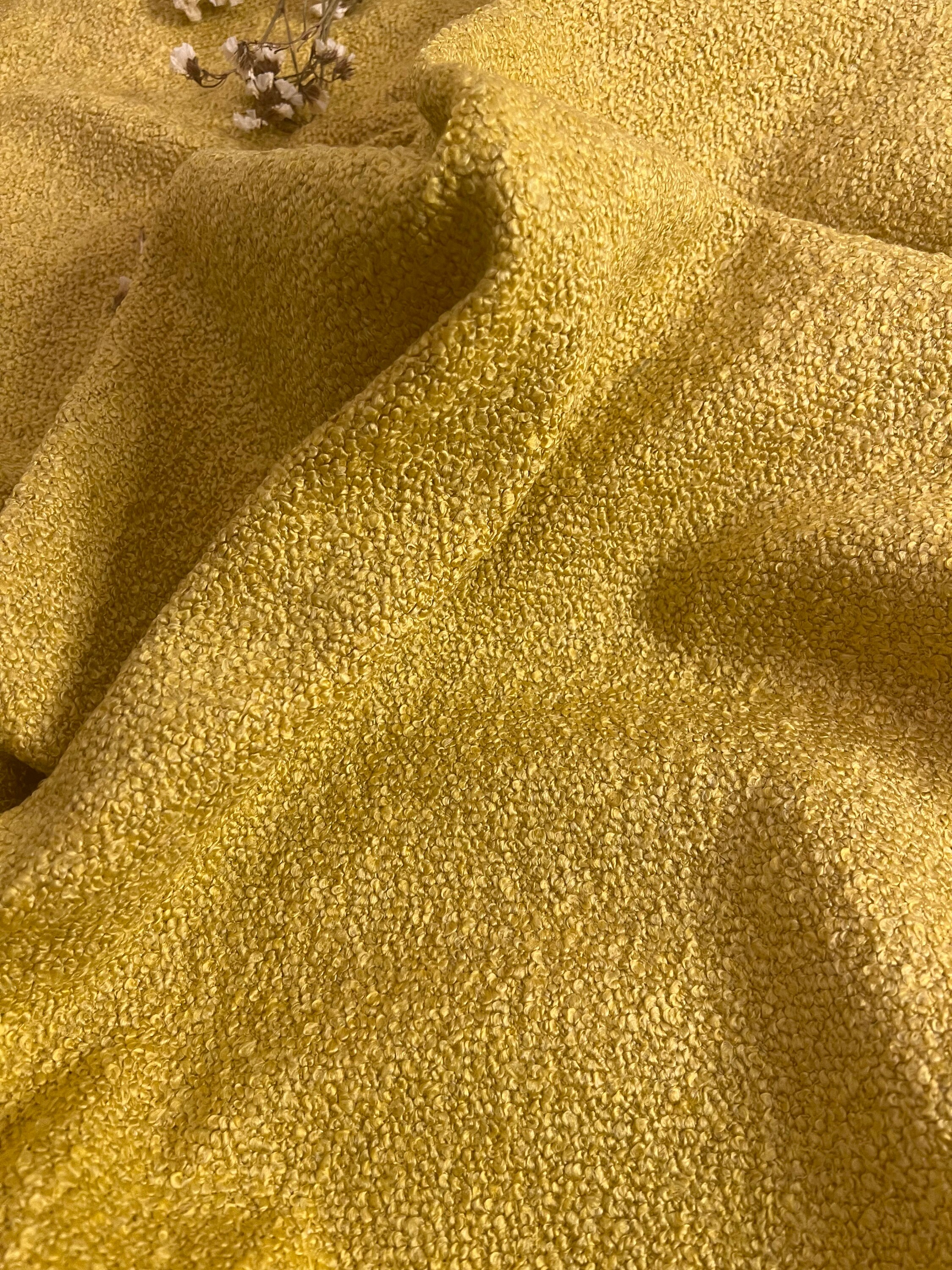 Yellow Boucle Upholstery Fabric by the Yard Puffy Textured Etsy