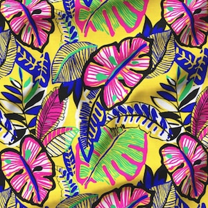 Colorful Tropical Flowers Upholstery Fabric by the Meter, Floral Home Decor Garden Fabric, Chair Furniture Upholstery Digital Printed Fabric