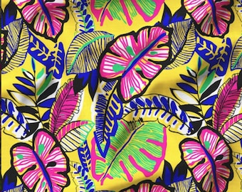 Colorful Tropical Flowers Upholstery Fabric by the Meter, Floral Home Decor Garden Fabric, Chair Furniture Upholstery Digital Printed Fabric