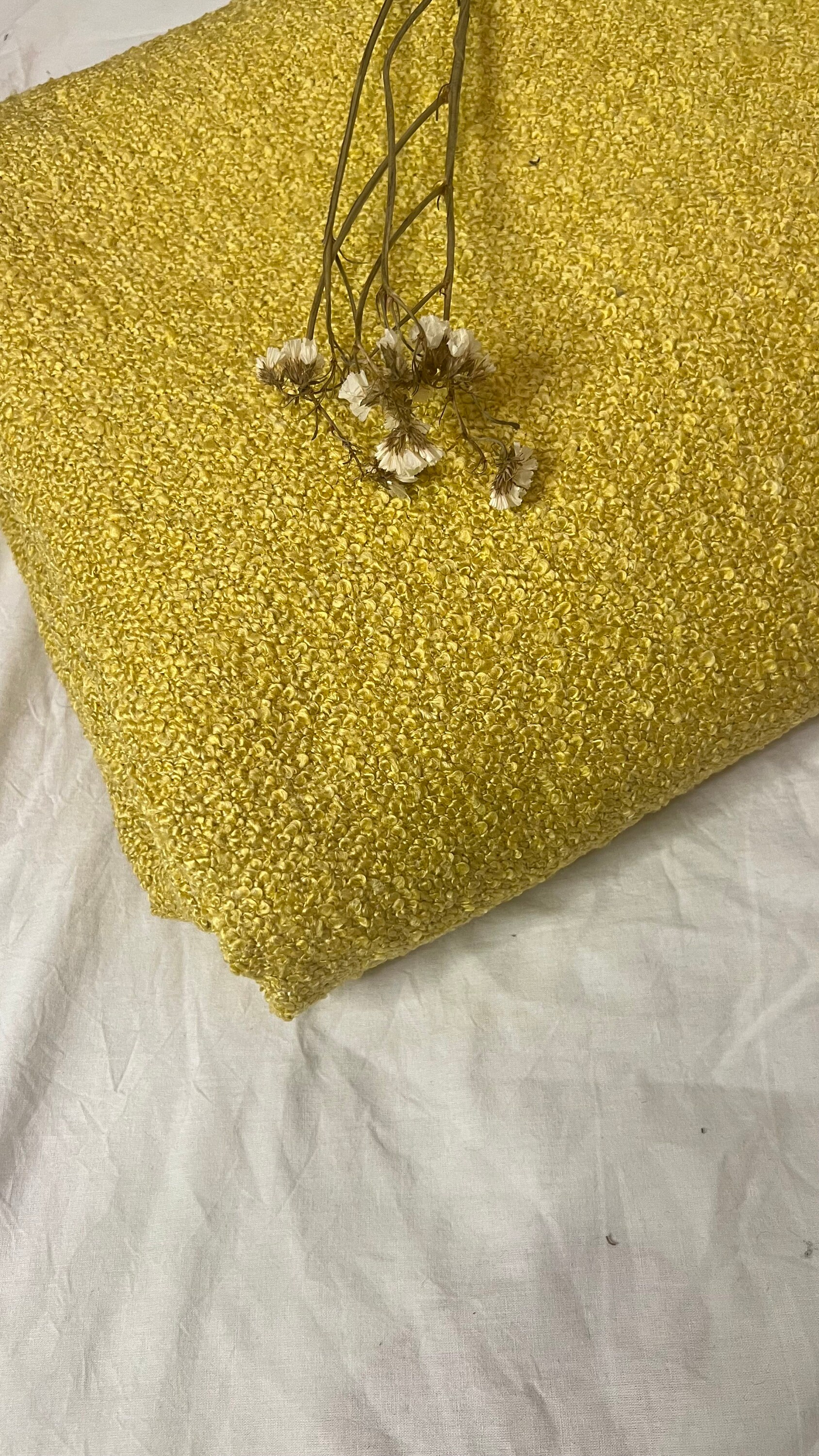 Yellow Boucle Upholstery Fabric by the Yard Puffy Textured Etsy