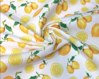 Lemon Patterned Upholstery Fabric by the Meter, Fruit Home, Kitchen, Garden Decor Fabric, Indoor Outdoor Fabric, Digital printed Fabrics