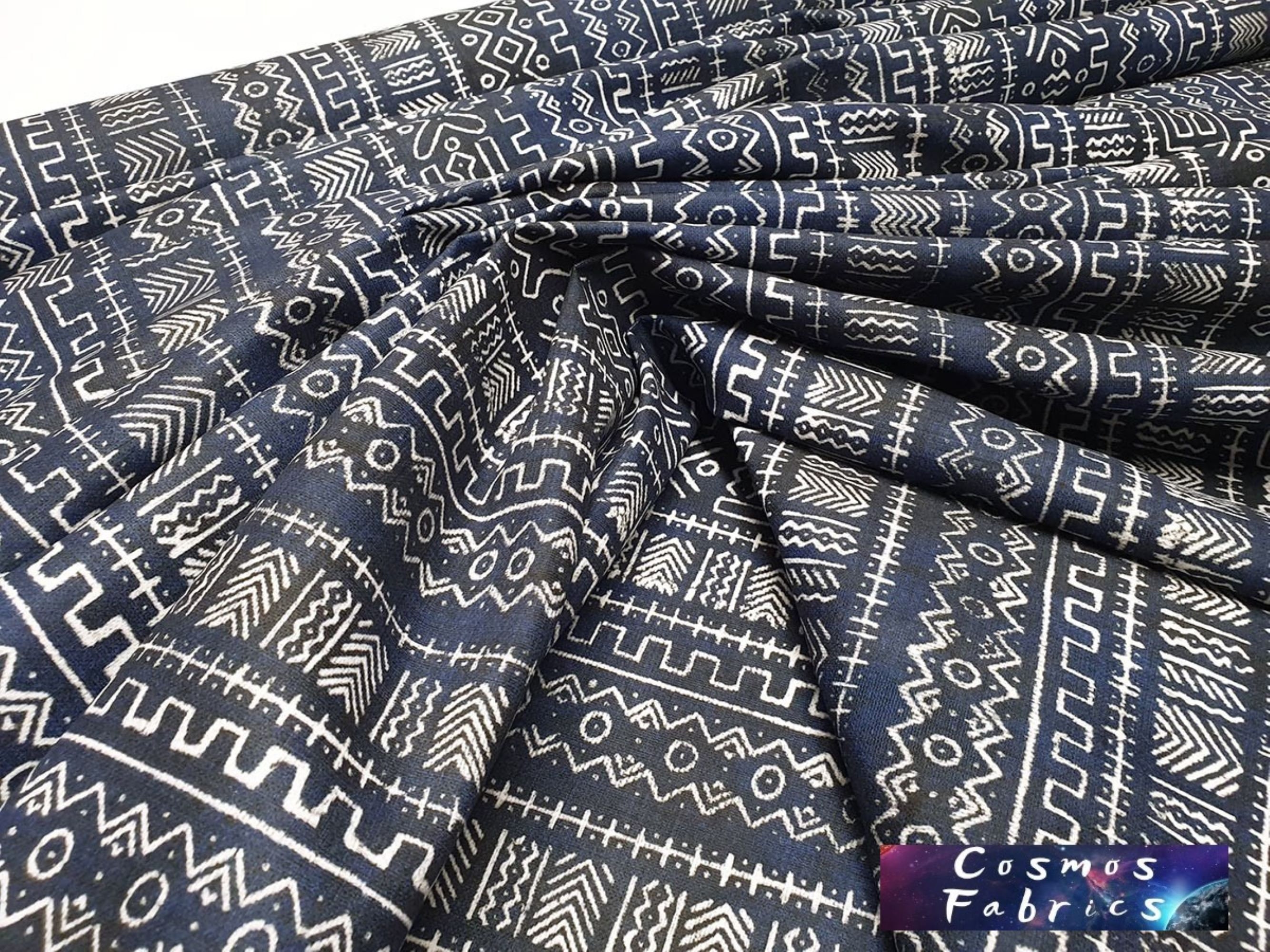 Indigo Aztec Tribal Mudcloth Fabric by the Meter Floral Home - Etsy