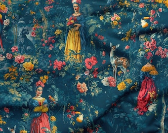 Frida’s Forest Dream Upholstery Fabric by the Meter – Digital Printed Polyester Fabric for Home Decor