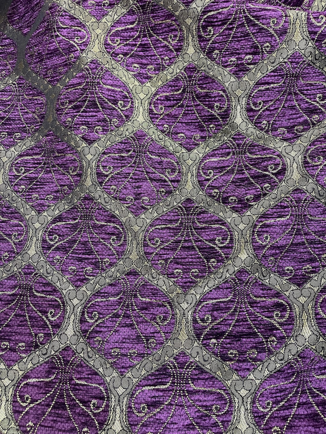 Purple Clove Jacquard Chenille Upholstery Fabric by the Yard, Ottoman