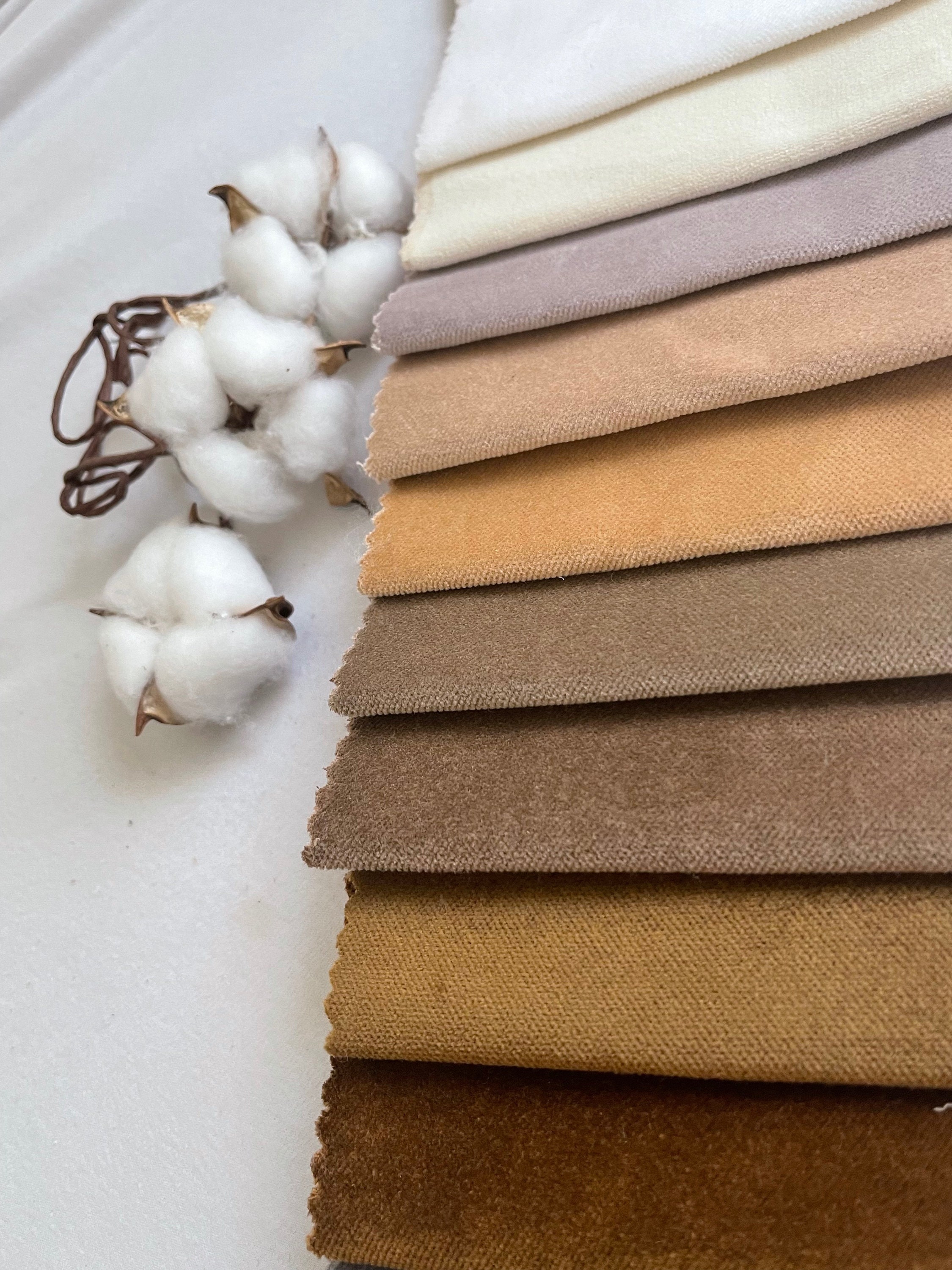 Cotton Velvet Upholstery Fabric by the Yards 15 Colours Etsy