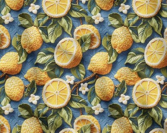 3D Lemon Citrus Upholstery Fabric – Digital Print Polyester for Covering Projects, Home Decor, Tablecloths, Chair and Cushion Covers Fabric