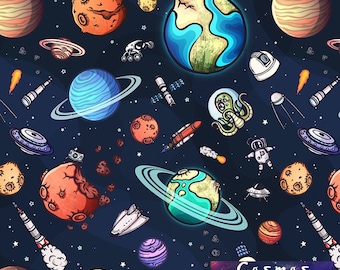 Op maat gesneden melkwegpatroon, pop-art woondecoratiestof, stof voor binnen en buiten, digitaal bedrukte polyester stoffen