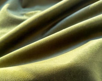 Olive Green Heavy Velvet Upholstery Fabric, Elegant Furniture Velvet, By the Yard