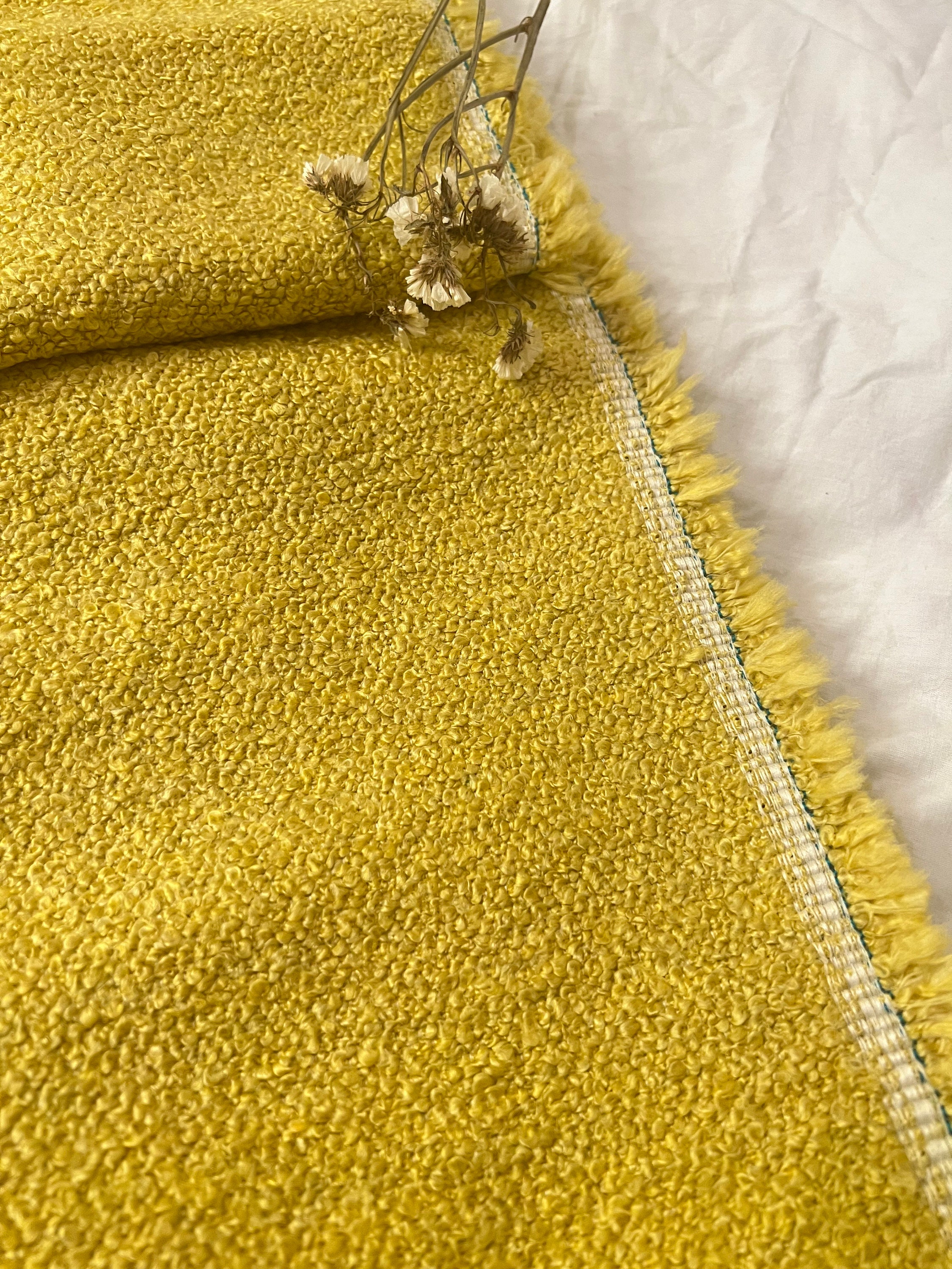 Yellow Boucle Upholstery Fabric by the Yard Puffy Textured Etsy