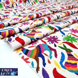 Mexican Steppes Pattern Fabric by the Meter ,Otomi Home Decor Fabric, Indoor Outdoor Fabric, Digital printed Polyester Fabrics