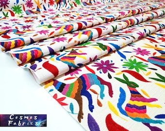 Mexican Steppes Pattern Fabric by the Meter ,Otomi Home Decor Fabric, Indoor Outdoor Fabric, Digital printed Polyester Fabrics