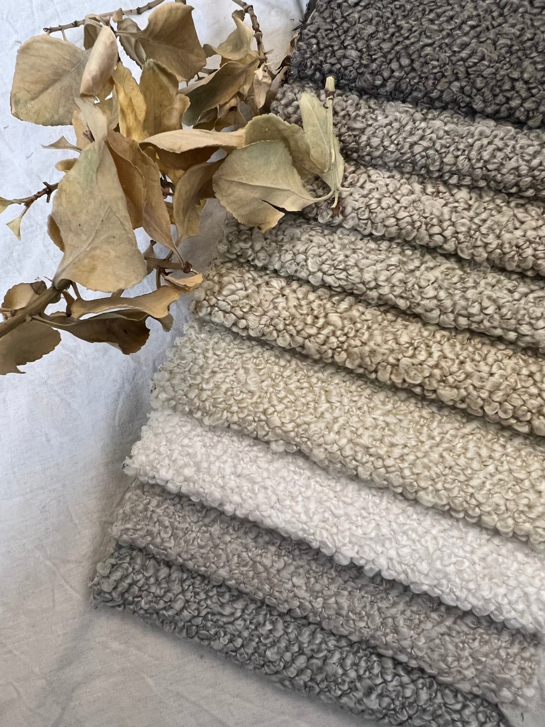 9 Color Boucle Heavy Upholstery Fabric by the Yard, Faux Sheepskin