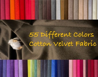 May include: A close-up of a brown cotton velvet fabric with a cotton boll on top. The text "55 Different Colors Cotton Velvet Fabric" is written in yellow on the fabric.