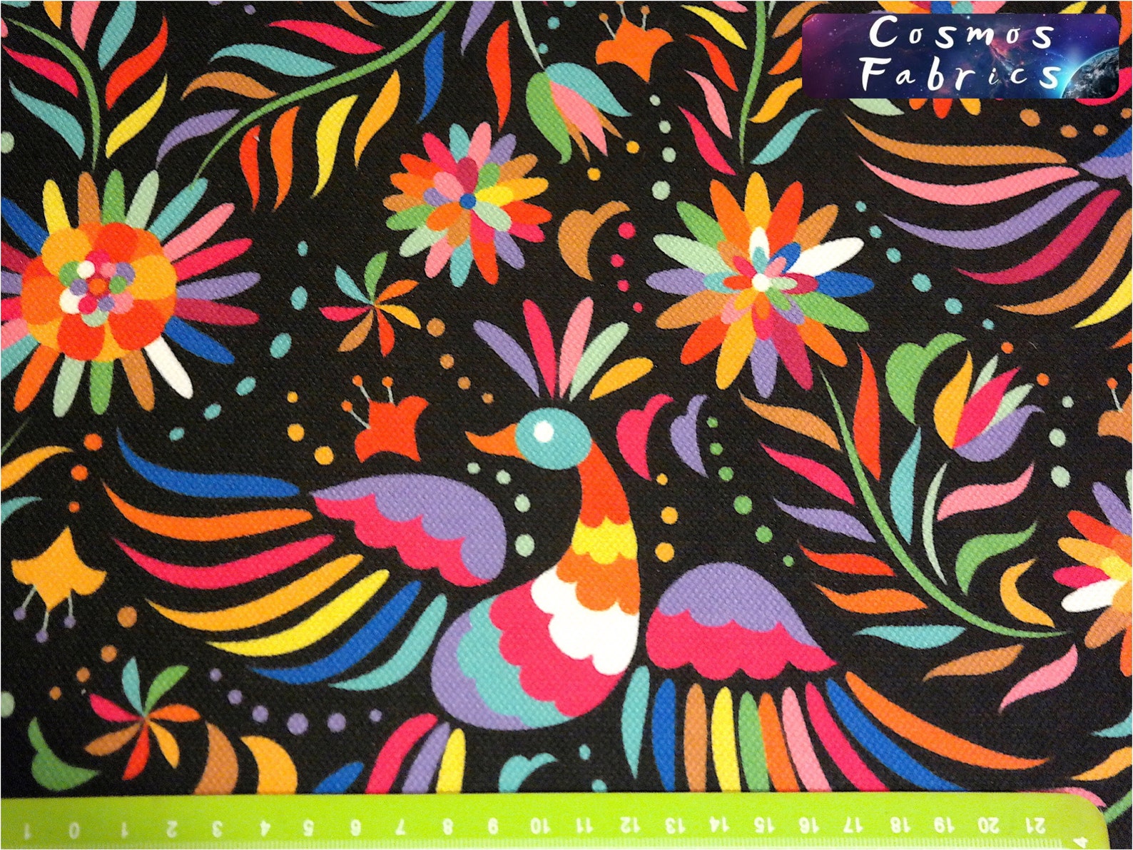Black Mexican Otomi Pattern Print Fabric by the Yard Mexican Etsy