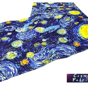 Van Gogh Starry Night Pattern Table Runner, 16&#39;&#39;x 55&#39;&#39; (40x140cm) Art Home Decor Runner, Digital printed Polyester Fabrics Table Runner
