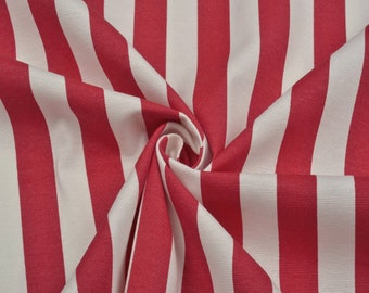 Red 2 cm Striped Water Repellent Canvas Fabric Upholstery Fabric by the Yard, Indoor/Outdoor Cushion Chair Sofa Furniture Upholstery Fabric