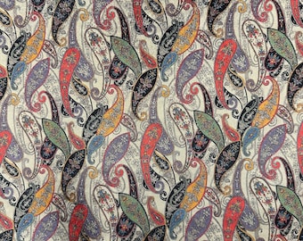 Shawl Patterned Pattern Upholstery Velvet Print Fabric by the Yards, Ethnic Home Decor Velvet Fabric, Furniture Sofa Elegant Velvet Fabric