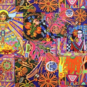 Angel Frida Patchwork Upholstery Fabric by the Meter, Frida Home Decor Fabric, Indoor Outdoor Fabric, Digital printed Polyester Fabrics