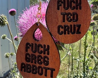 Solid mahogany Texas earrings! Fuck Ted or Greg or why not both!!