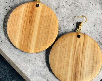Recycled Texas Cedar Earrings, big statement style.
