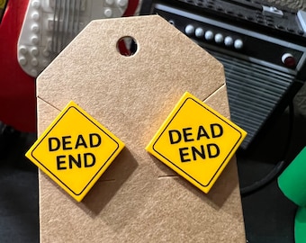 Lego Custom printed Dead End tile earrings.