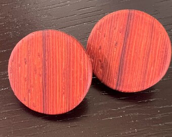 African Padauk earrings. Large push back stud.