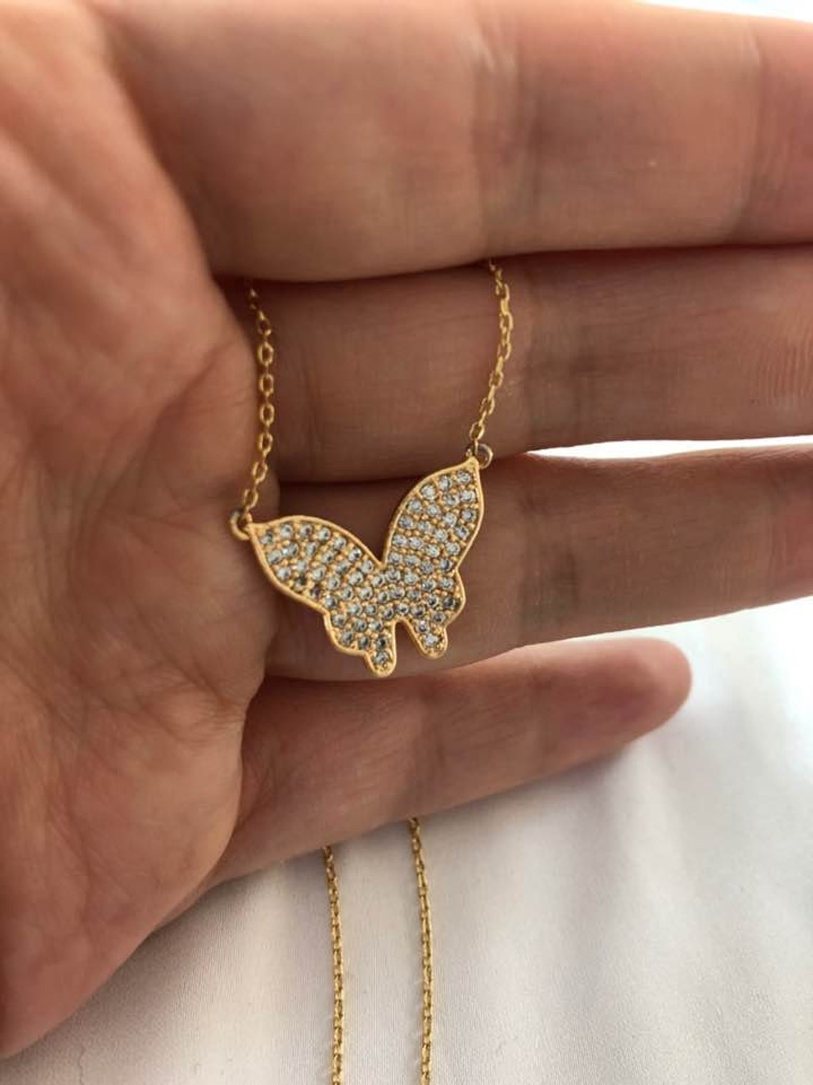 Butterfly Necklace 14K Gold Plated Butterfly Necklace Etsy