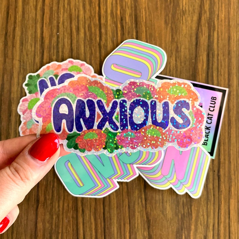 Anxoius holographic glitter sticker image 1