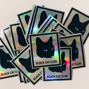 Autocollant holographique Black Cat Club