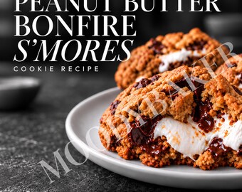 Peanut Butter Bonfire S’mores Cookie Recipe PDF | 5 oz Bakery-Style Cookies | Printable Digital Download