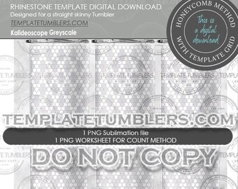 Kaleidoscope Greyscale Tumbler Template, Kaleidoscope template, rhinestone tumbler template, digital template tumbler, 20oz SS20(5MM)