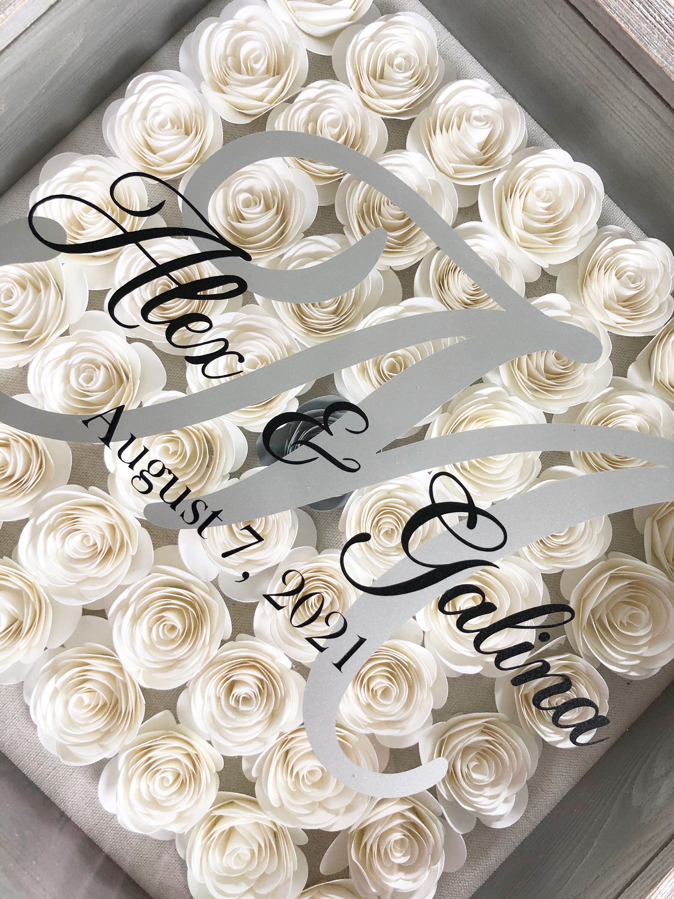 Rolled Flower Roses Shadow Box Wedding Gift Flower Shadow Etsy