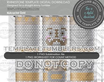 Nutcracker Gold Tumbler Template, Nutcracker Template, Christmas template, rhinestone template  digital, Nutcracker Digital 20oz SS16(4MM)
