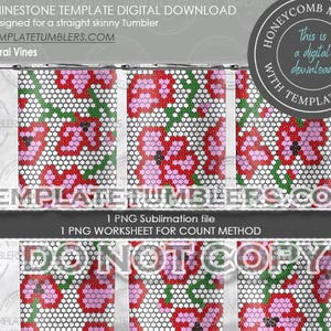 Floral Vines Template, Digital Template, Flower Rhinestone template, Digital Flower Template, Tumbler Template, Flowers, 20oz SS20(5MM)